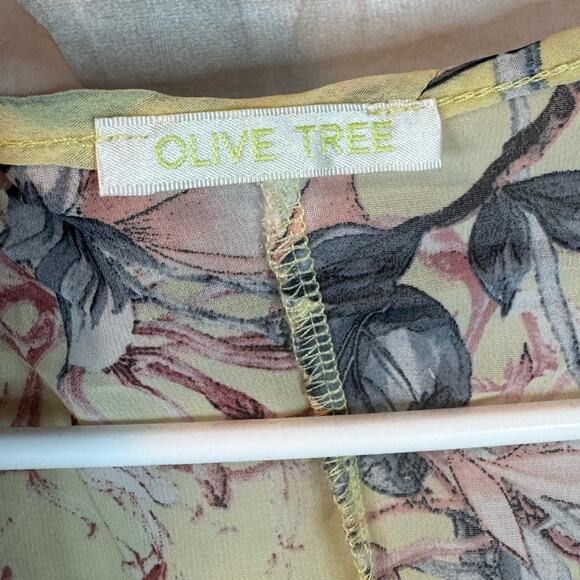Olive Tree Yellow Floral Print Short Sleeve Sheer Cardigan Size Large - Picture 4 of 5